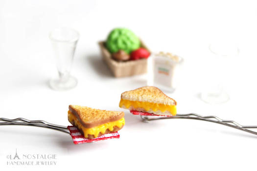 Cute Grilled Cheese Sandwich Hair Pins Handmade