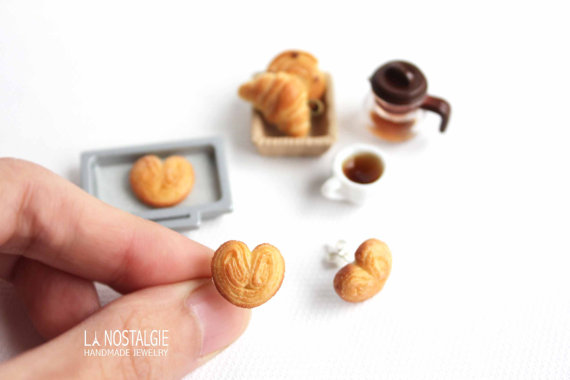 miniature Palmier french pastry ear studs