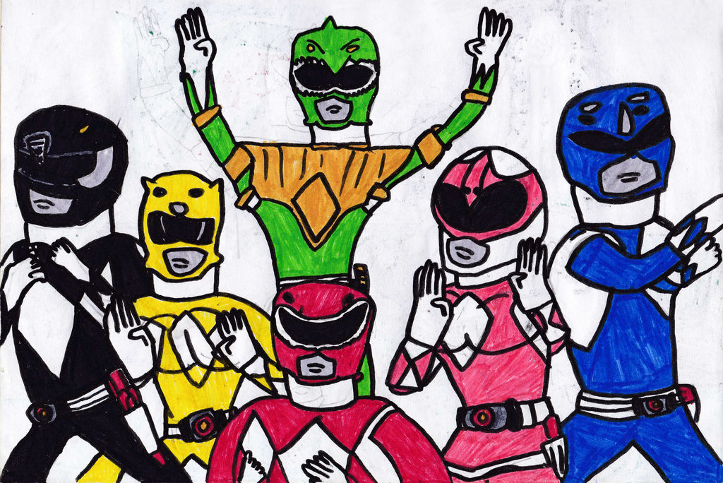 The original 6 Mighty Morphin Power Rangers. by CH1996ART on DeviantArt