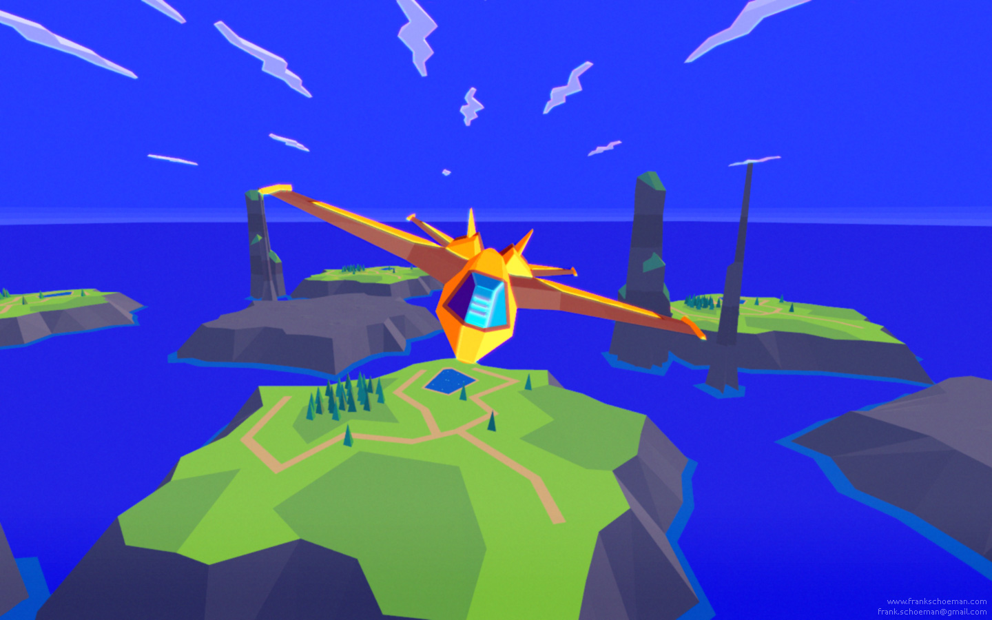 FlatShaded3D#02: Orange Jet