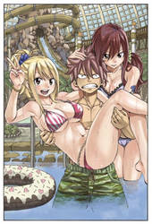 Natsu, Lucy, and Erza