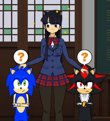 Komi Meets Sonic and Shadow