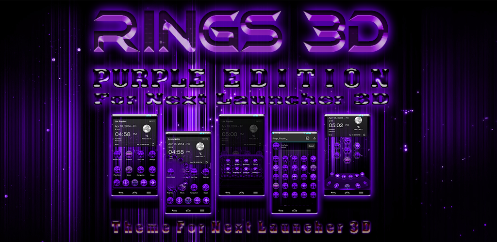 Theme For Next Launcher 3D Rings Purple