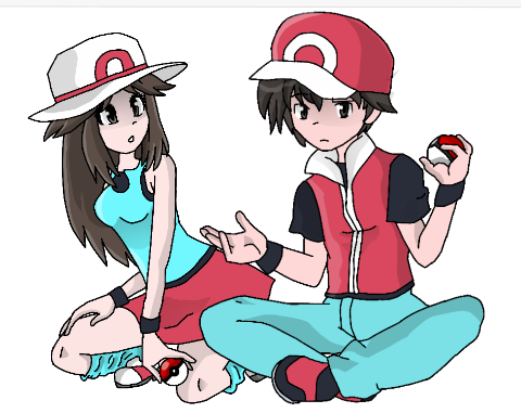 I drew Grown Up Red, Blue and Leaf : r/pokemon