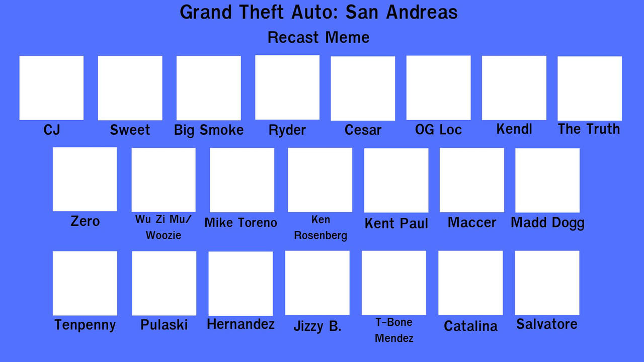 GTA San Andreas Cast Meme Template (FREE TO USE) by SRStudiosFanclub on  DeviantArt