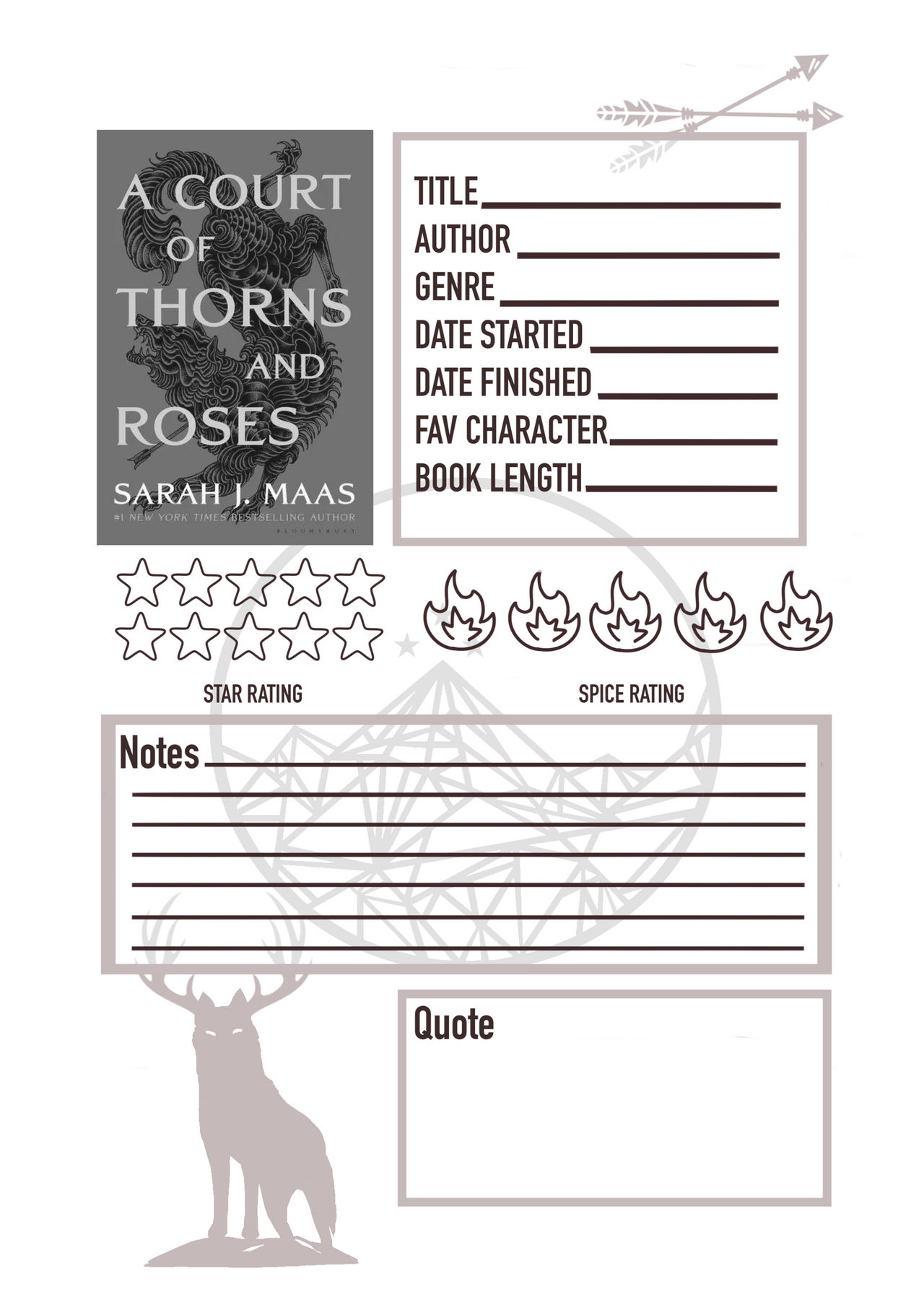 A Court of Thorns And Roses -Reading journal Entry by KiryKiryKiry