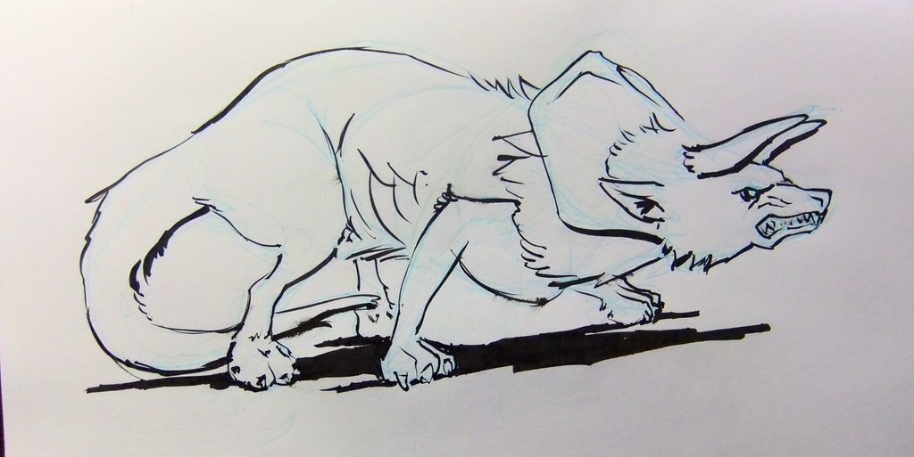 Inktober2016 day 19: Tricera-wolf