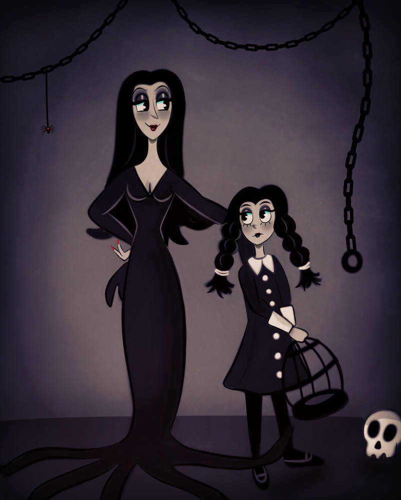 Morticia and Wednesday Addams by HornedVeles on DeviantArt