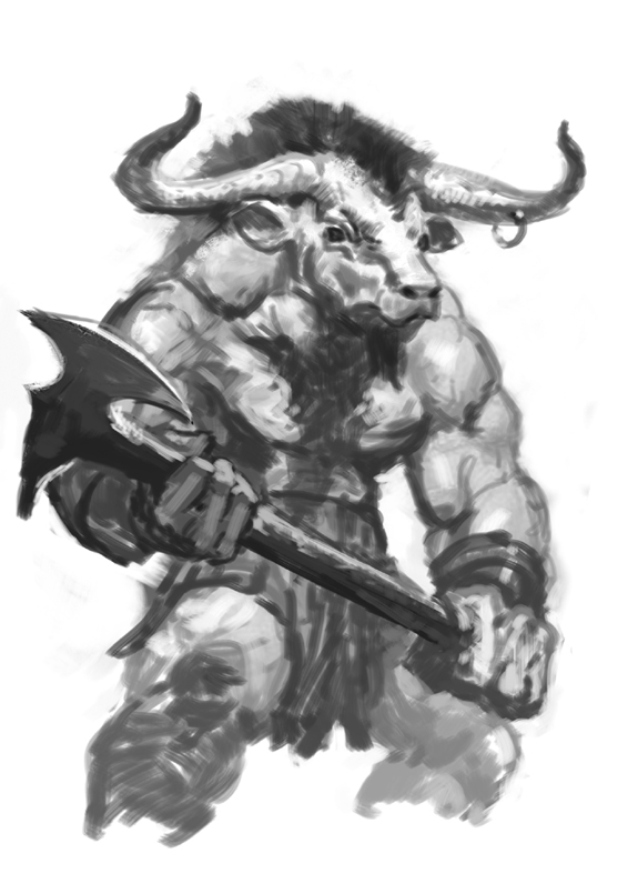 Process shot for Minotaur MtG Token card 1 of 6 by StawickiArt on ...