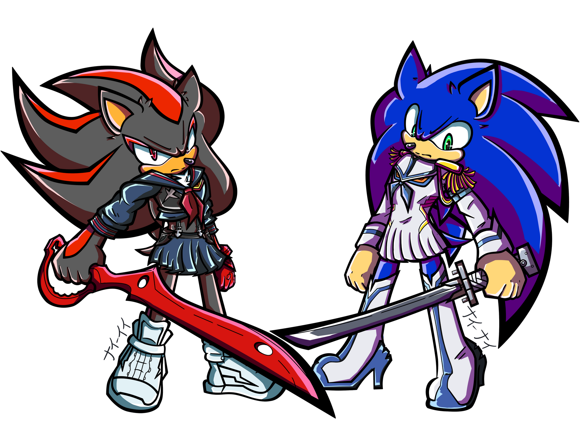 Shadow and Sonic as Ryuko and Satsuki by Shad-kun on DeviantArt