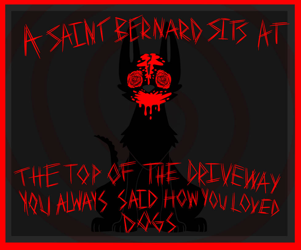 A Saint Bernard Sits at the Top of the Driveway by TheDixieTrail on
