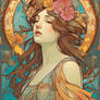 Alphonse Mucha Inspired Art - Goddess of Spring 2
