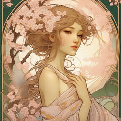 Alphonse Mucha Inspired Cherry Blossom Dreamscape2