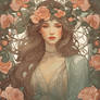 Alphonse Mucha Inspired Art - Rose Garden