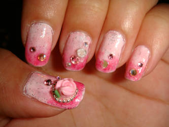 Pink rose nails