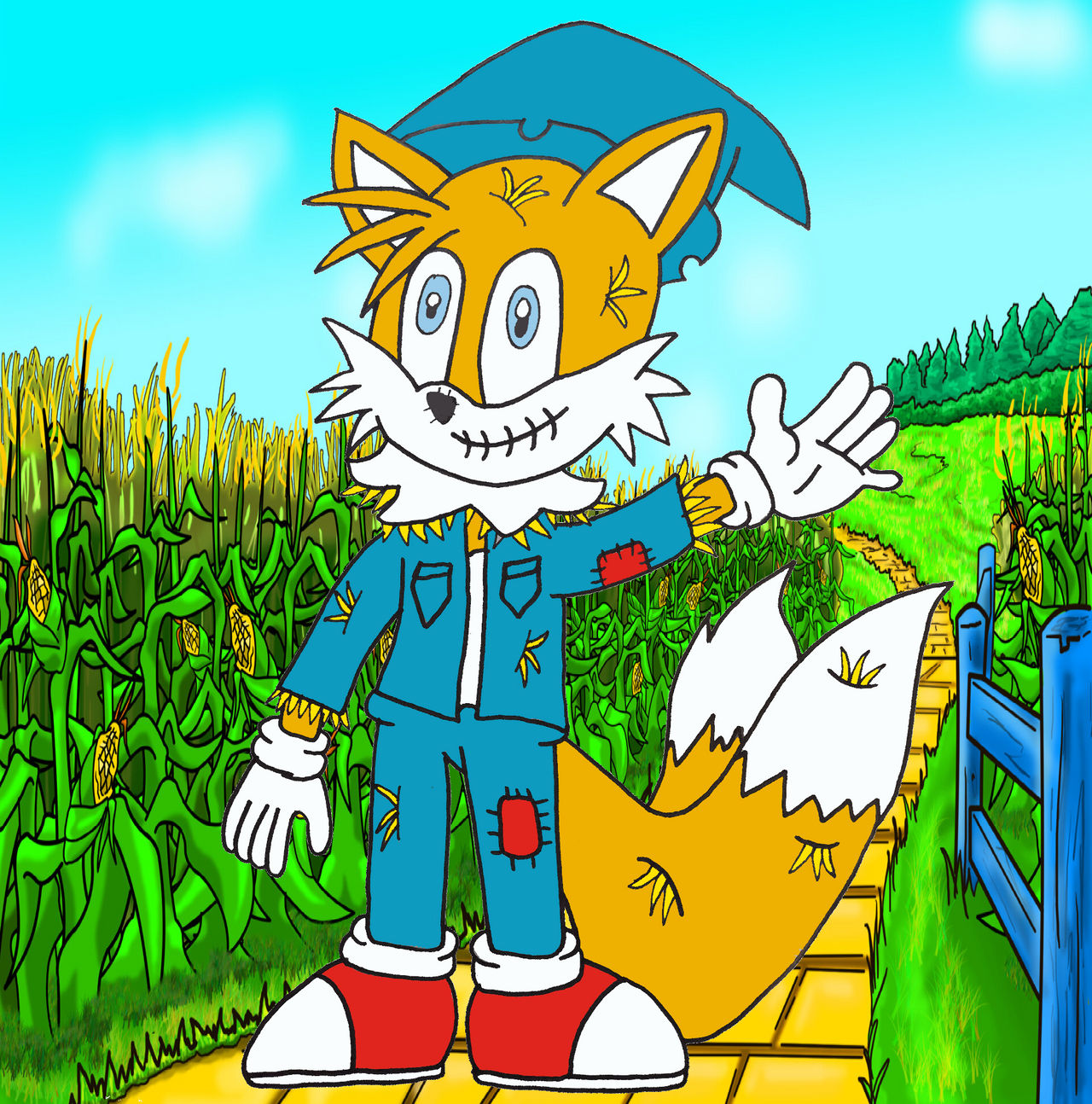 Tails as the Scarecrow