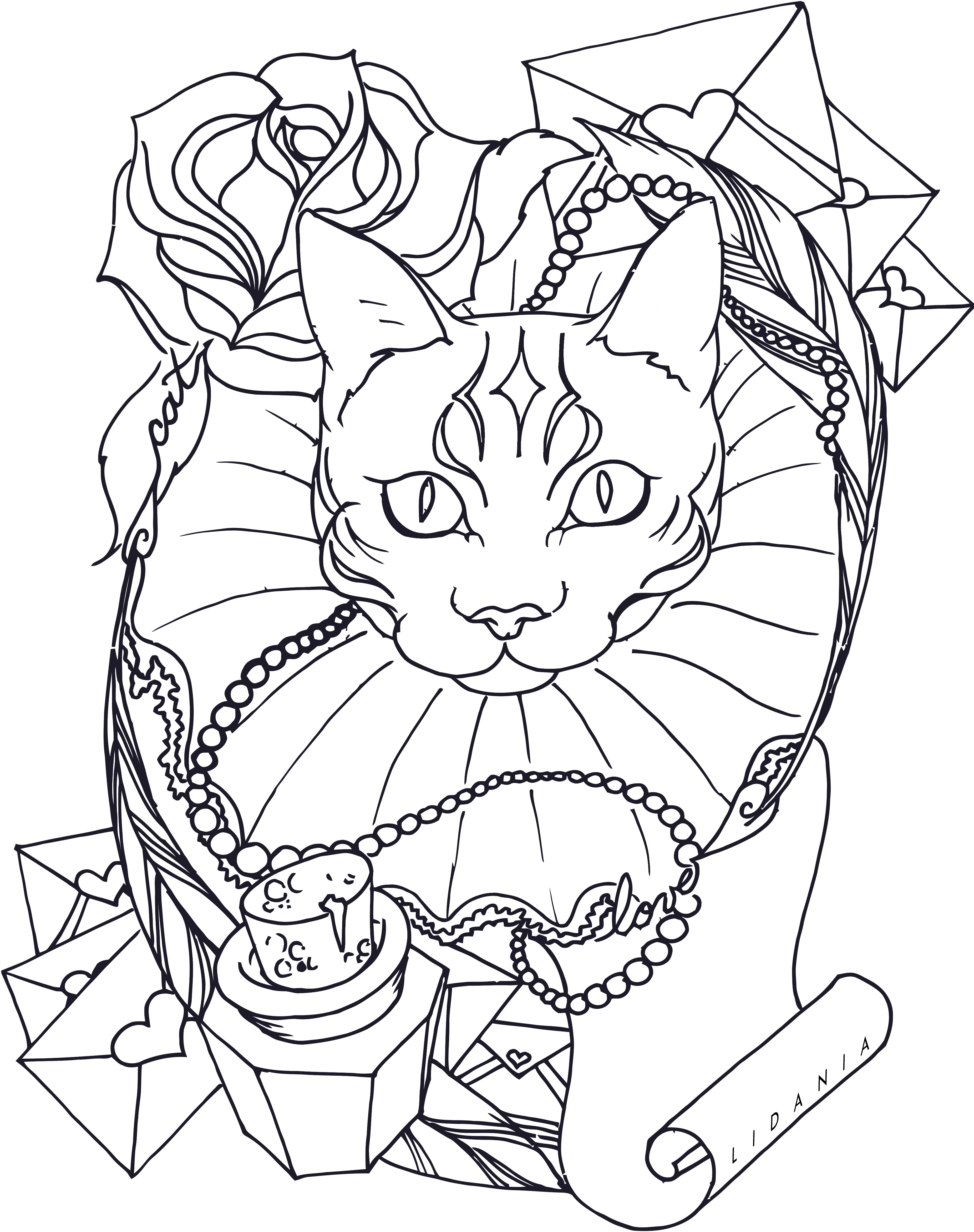 Poet Cat Lineart