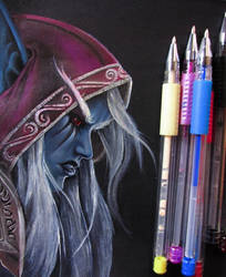 Sylvanas (Gel Pens + Black Paper)