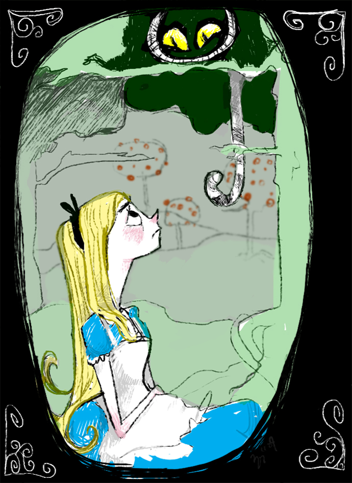 Alice looks up