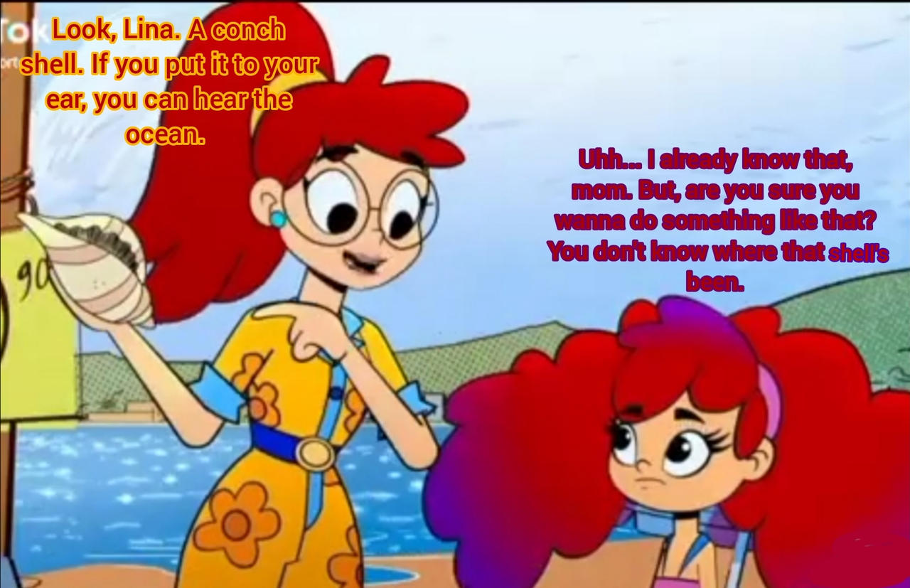Susy Colorado finds a conch shell by Ironmew05 on DeviantArt