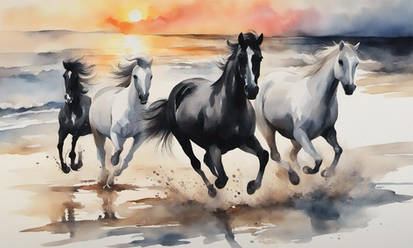 White and black Horses 