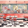 50's Cafe And Soda Fountain Watercolour