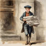  1800,s London England newspaper boy with his news