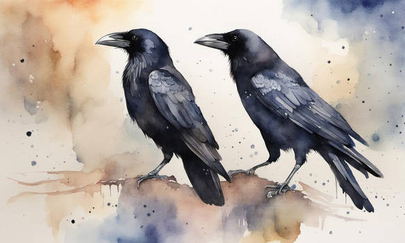 Crow Or Raven Watercolour 