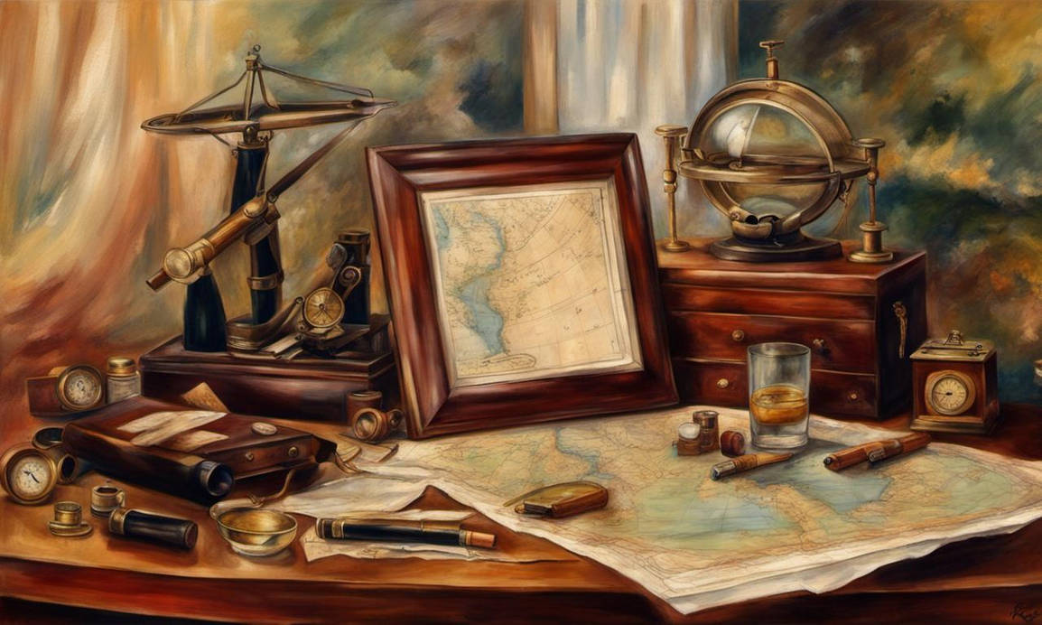 Captains Table, compass, sextant , Mariners Map, c by Jimohat on DeviantArt