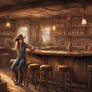In a cozy saloon, with walls of warm wood, Where l