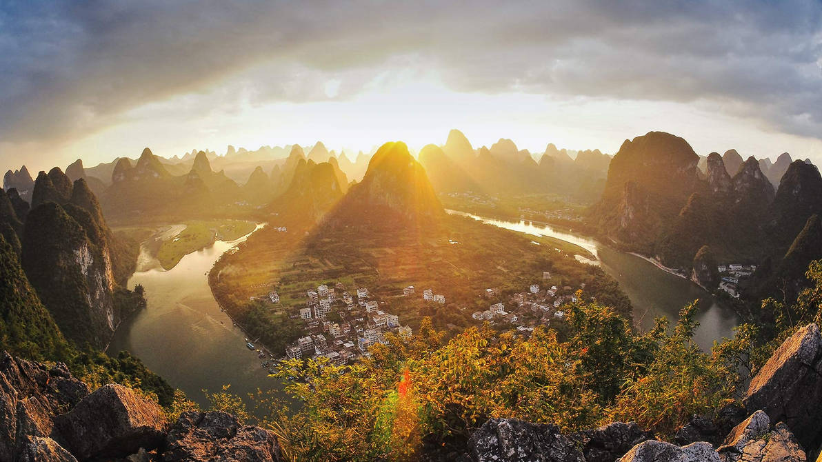Xingping on the Li River in Guangxi, China by BalochDesign