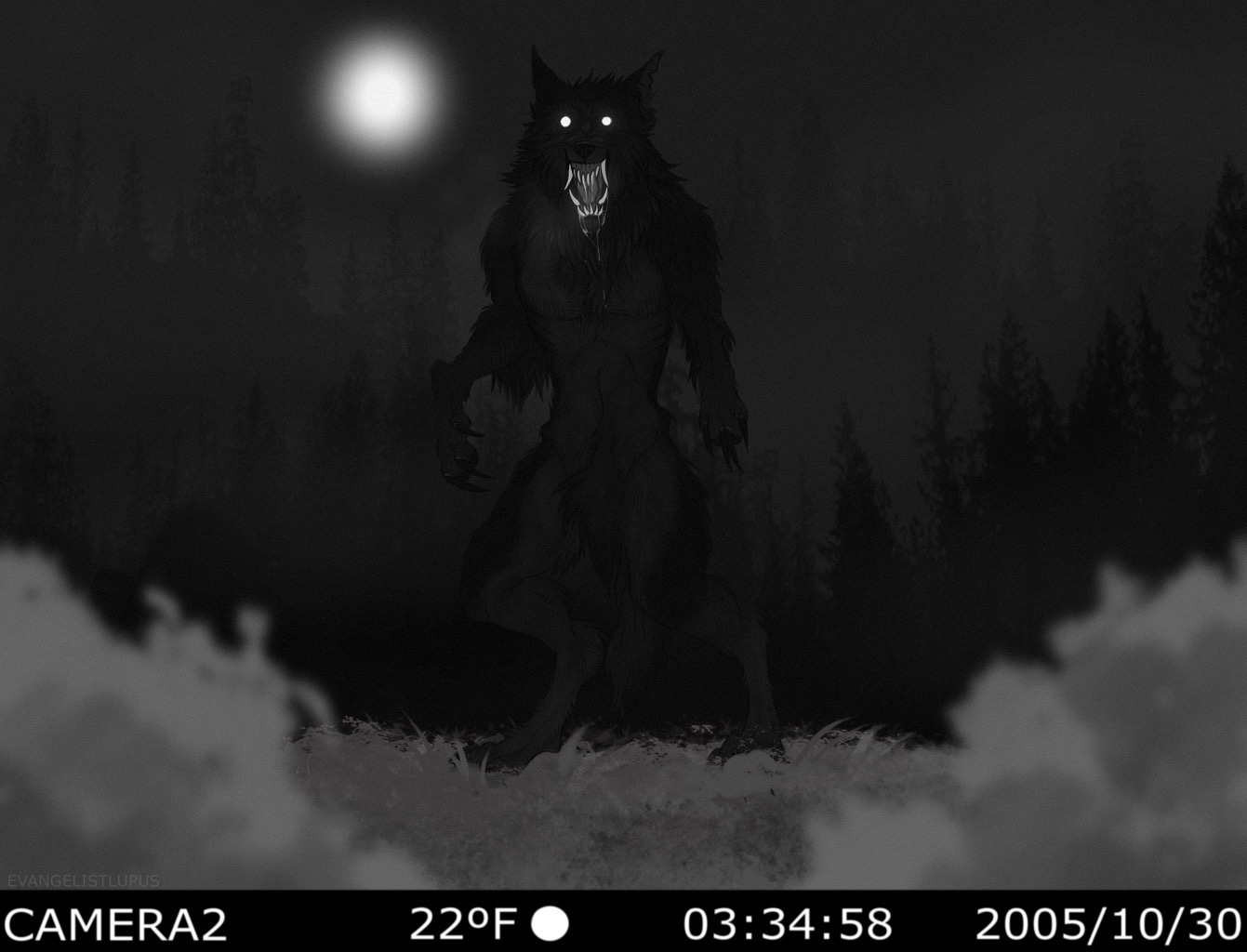 Werewolf Scampering Trail cam werewolf by grimwoofer on DeviantArt