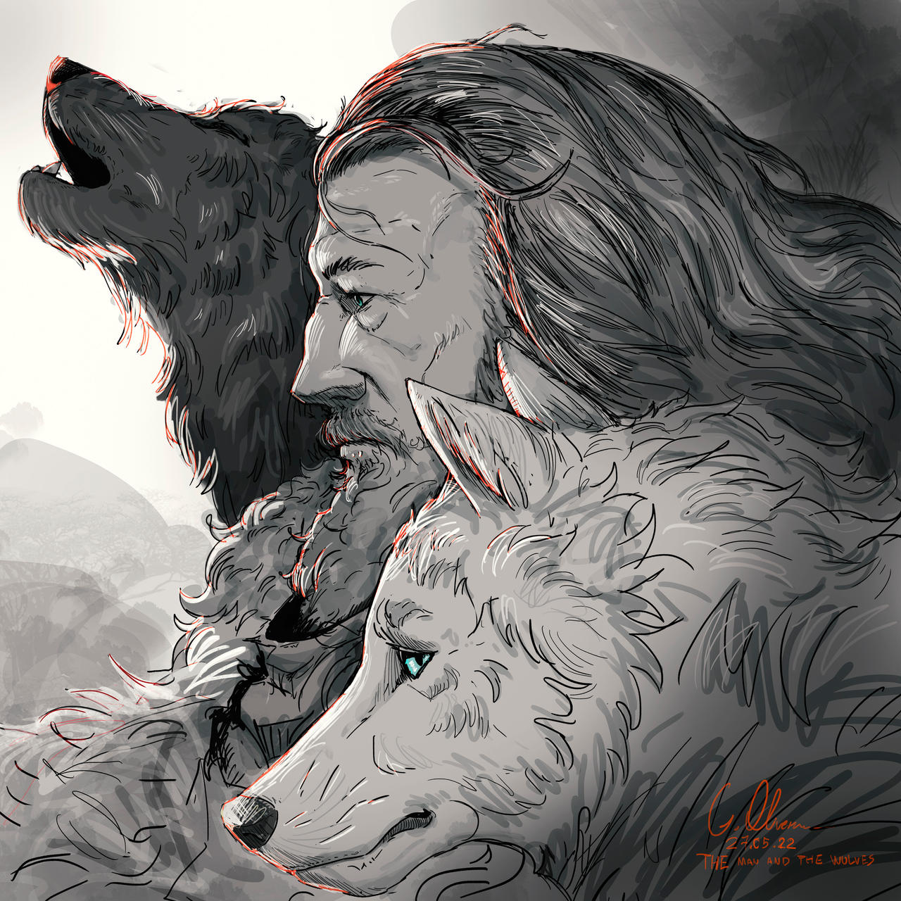 Multiple Wolves Art The man and the wolves by WoodPaladin on DeviantArt