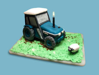 Tractor and Sheep Cake