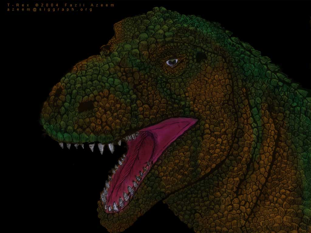 t-rex colored in photoshop