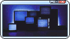 Stamp that looks like a computer window. It shows many TVs with static on their screens