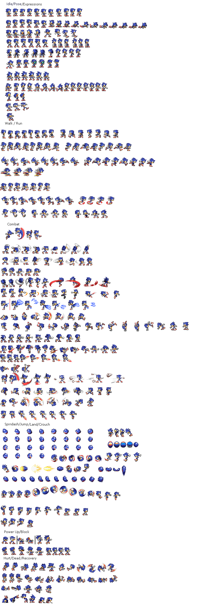 Sonic sprite sheet color palette by Phoenixfirewolf-12 on Newgrounds