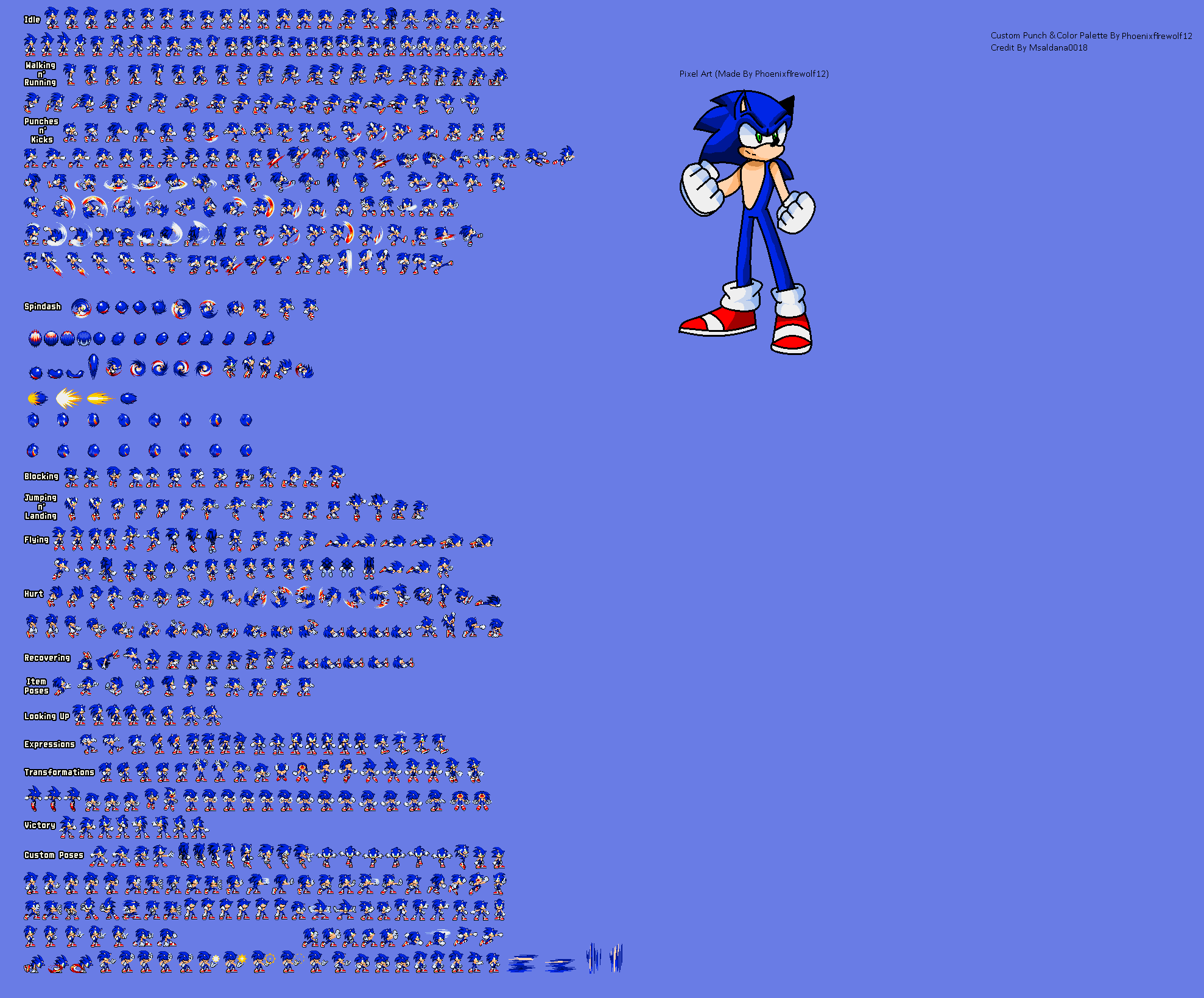 Sonic Sprite Sheet Custom By Phoenixth Production On Deviantart