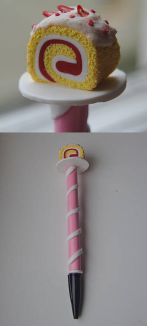 Strawberry scented rollcake clay pen