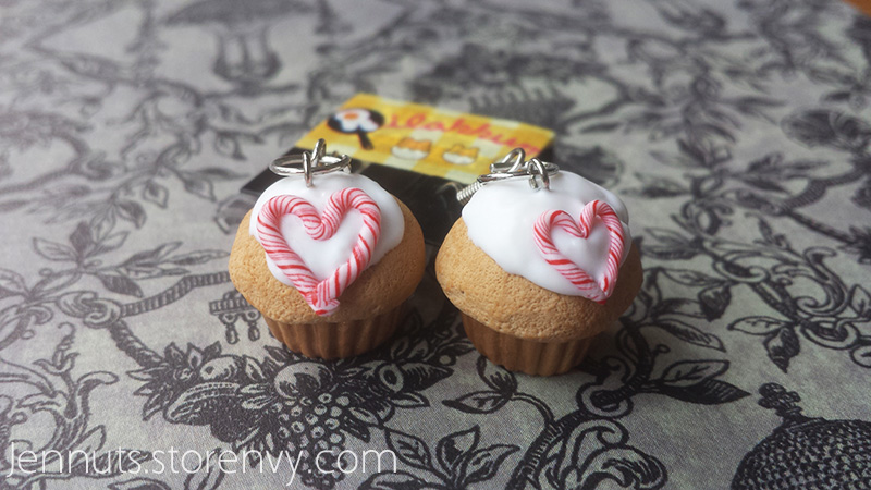 Dangly candy cane cupcakes for your ears