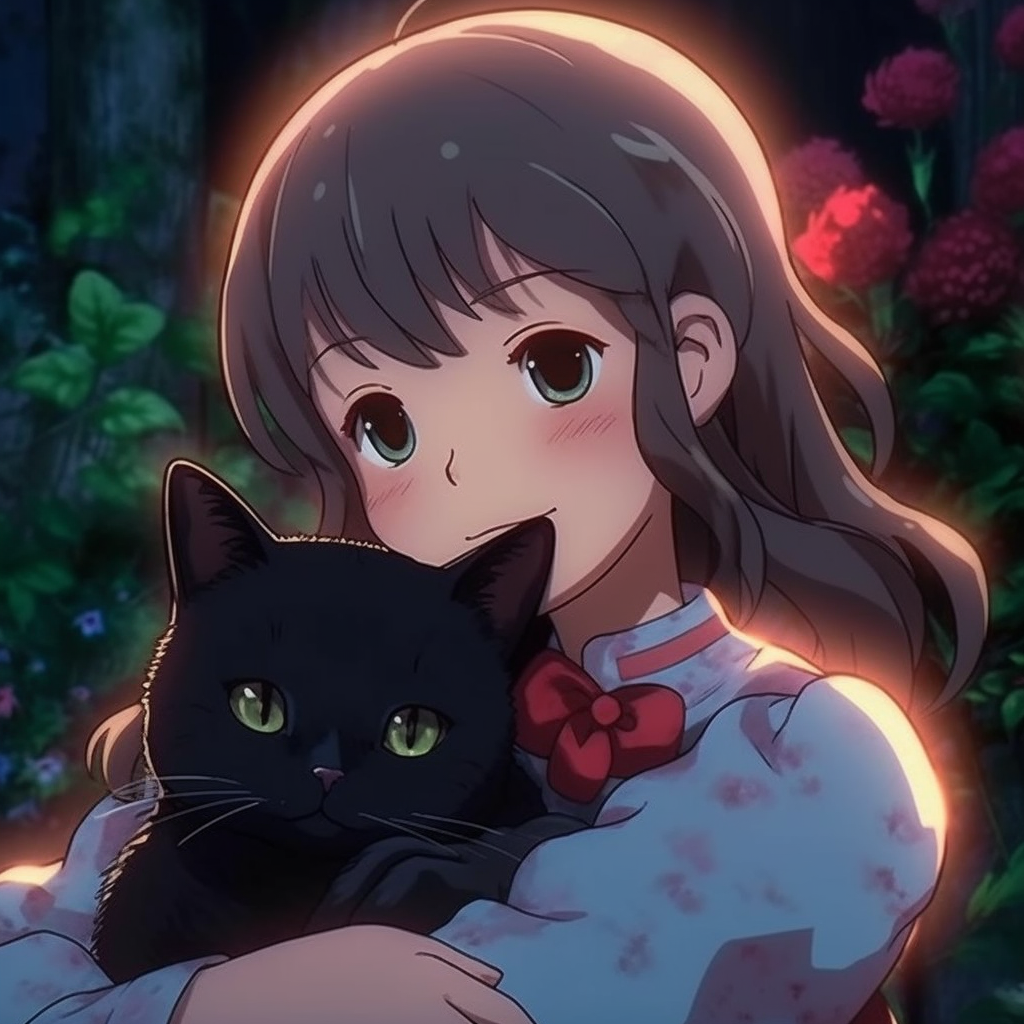 Anime Girl PFP with a cat by ArtificialHub on DeviantArt