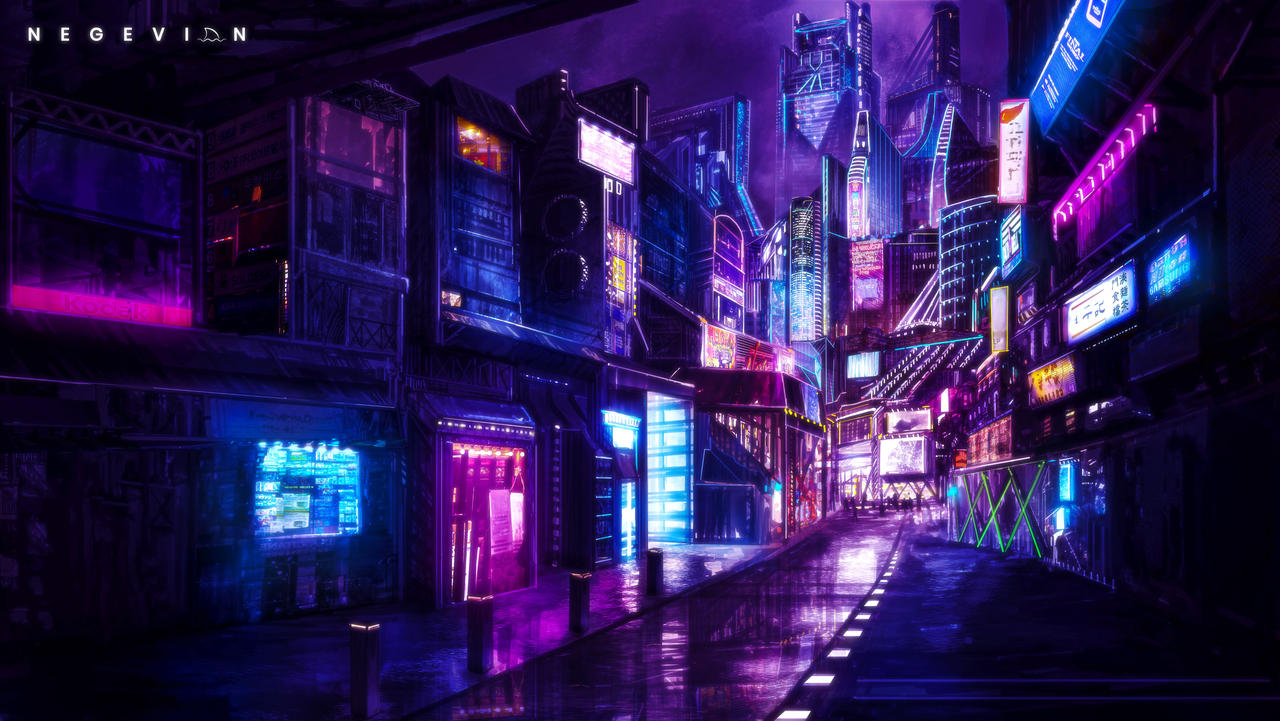 Cyberpunk Street Background