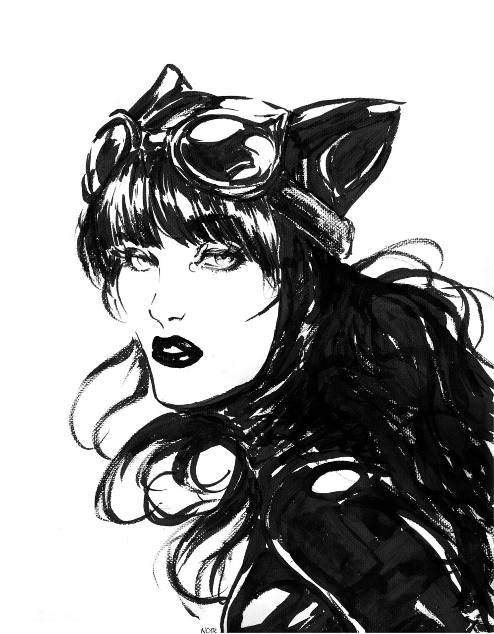 Catwoman ink portrait