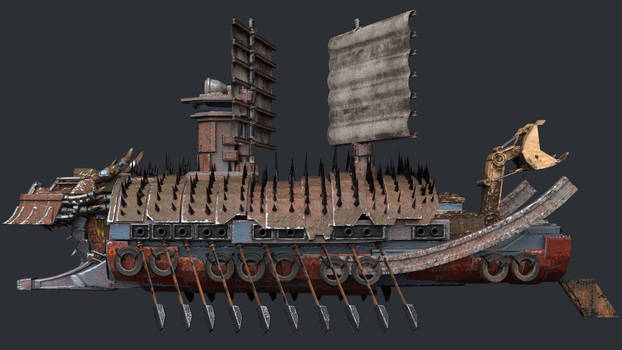 Apocalyptic Turtle Ship Side Render