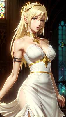 Ai Art - Gold blonde hair girl priestess closeup