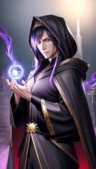 Ai Art - Dark mage male with hood