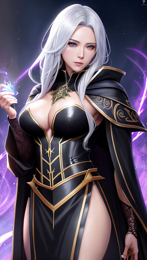 Ai Art Anime Dark Mage girl white hair by MangaMachine22 on DeviantArt