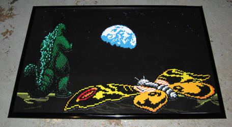 Perler Godzilla and Mothra