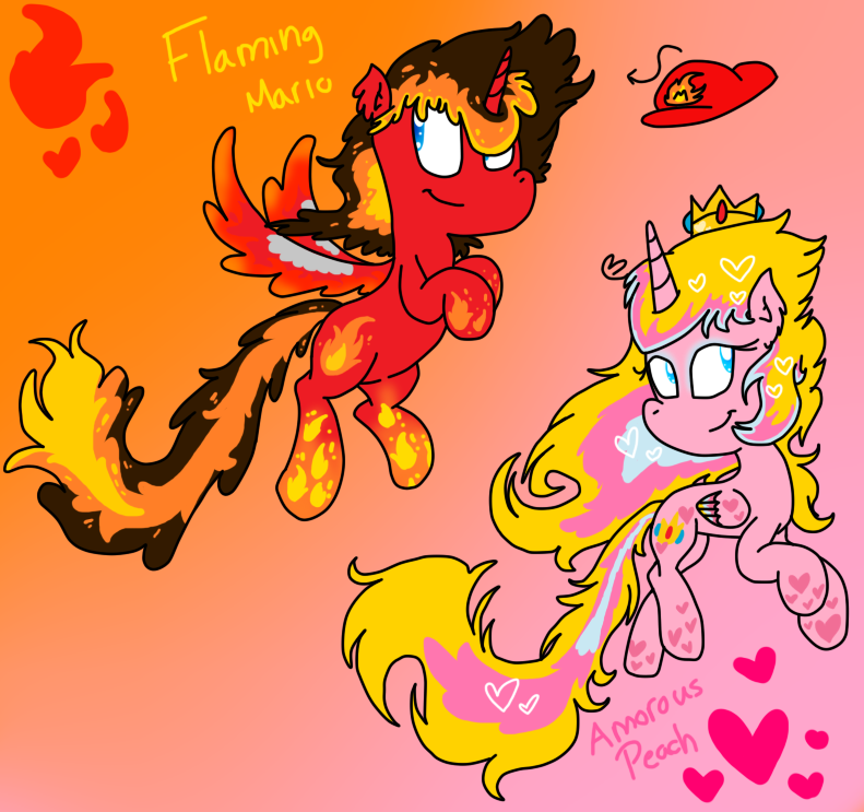 rainbow power: flaming mario and amorous peach