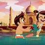 Darryl and Molly are playful splash in Taj Mahal